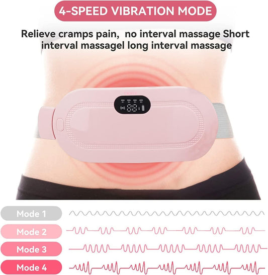 Portable Cordless Heating Pad, Electric Waist Belt Device, Fast Heating Pad with 3 Heat Levels and 3 Massage Modes, Back or Belly Heating Pad for Women and Girl