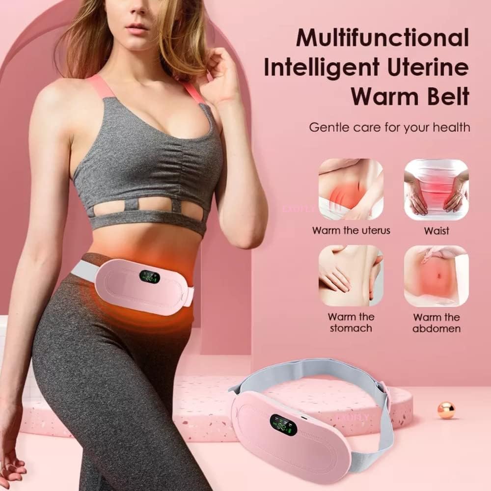 Portable Cordless Heating Pad, Electric Waist Belt Device, Fast Heating Pad with 3 Heat Levels and 3 Massage Modes, Back or Belly Heating Pad for Women and Girl